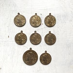 Republique Francaise Republic of France Brass Coins Charms Set of 8